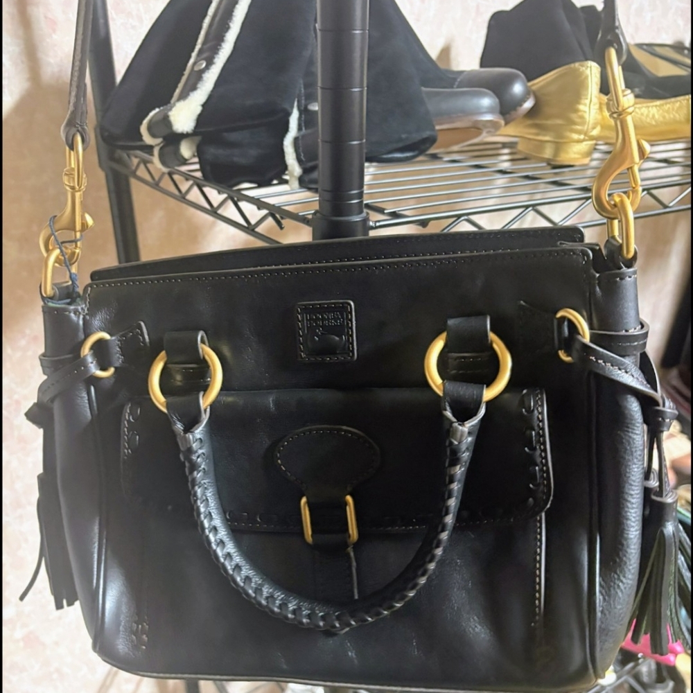 Dooney & Bourke Black Florentine Leather Satchel  Crossbody Bag NWT - Picture 10 of 16